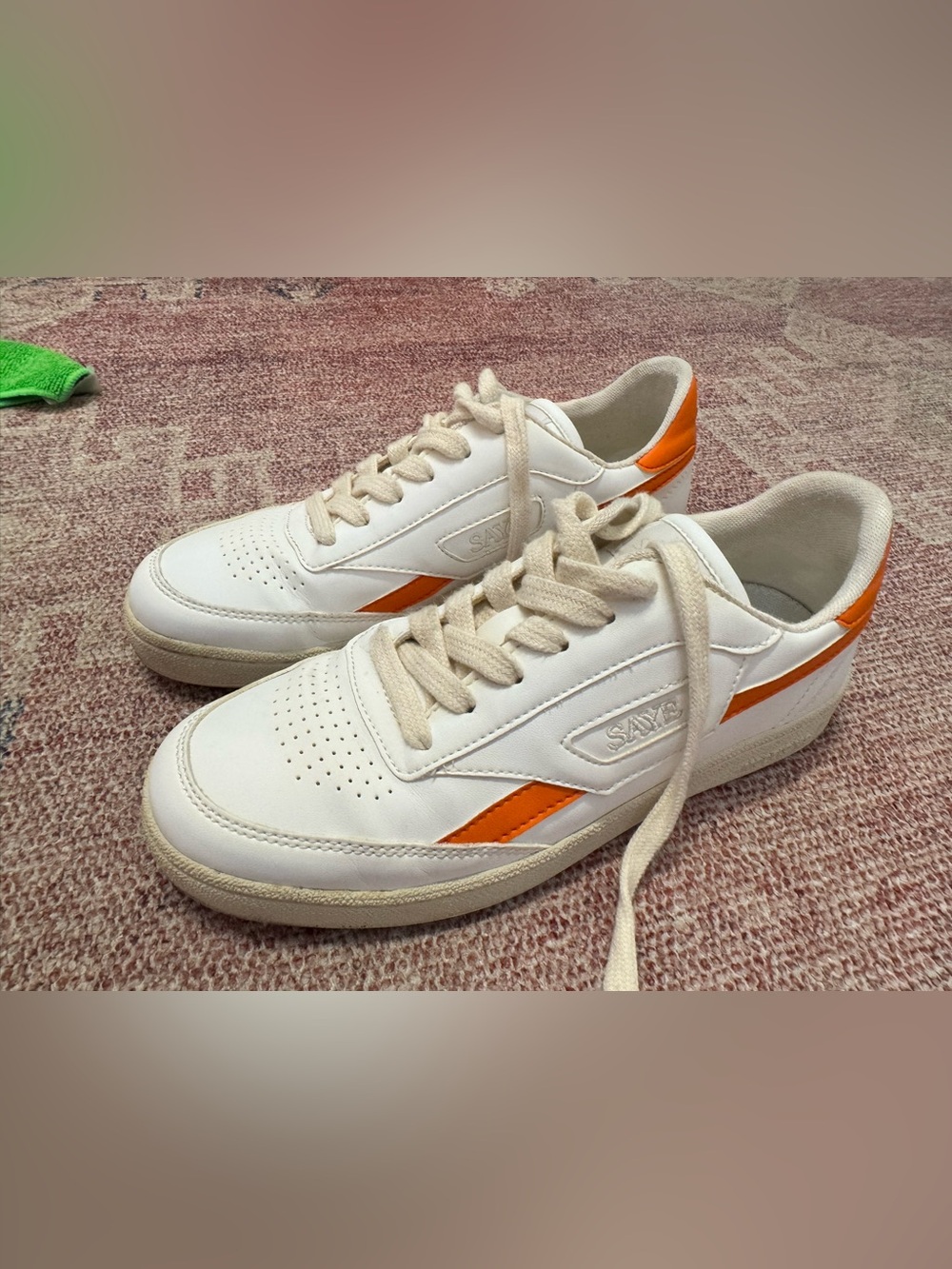 Saye model 89 vegan leather sneakers orange & white size 39 /8.5